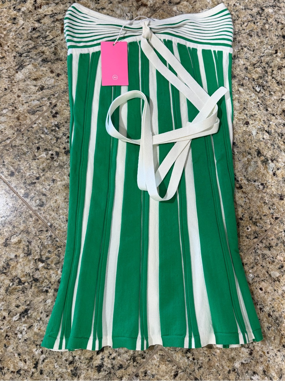 Amanda Uprichard Green & White Striped Halter Mini Dress - Picture 5 of 7